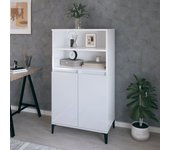 Aparador alto | aparador de comedor | armario de cocina madera contrachapada blanco brillo 60x36x110 cm cfw48499