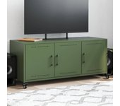Maison exclusive - mueble tv acero laminado en frío verde oliva 100,5x39x43,5 cm