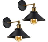 2 piezas applique murale intérieur vintage lampe murale e27 base pour chambre, restaurant, couloir, café, bar noir
