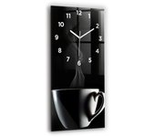 Moderno reloj de pared de cristal impreso | una tazza di caffè | 30x60 | puntas blancas