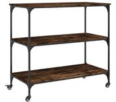 Carrito de cocina，estantería de cocina, carrito de servir madera ingeniería roble ahumado 102x50x95 cm cfw54398