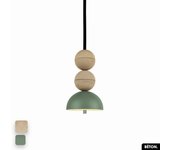 Lámpara colgante de hormigón - bosfor concrete | arena - verde | 2 bolas | led 14w
