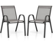 Costway juego de 2/4 sillas jardín exterior apilables, sillas terraza exterior con tejido transpirable patio playa 56 x 70 x 84 cm, carga 150 kg (2, g