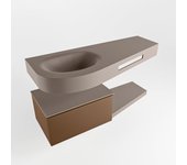 Mondiaz riva 120cm mueble bajo para con lavabo con repisa rust con 1 cajón. con lavabo izquierda sin orificios smoke