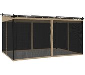 Cenador con paredes de malla acero taupe 4x3 m