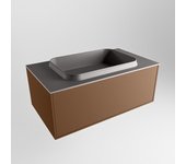 Mondiaz erin 80cm mueble de baño color rust con 1 cajón. con lavabo ridge centro sin orificios color dark grey