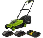 Cortacésped inalámbrico 20v céspedes hasta 300m2 - 2 baterías 2.0ah cargador doble contenedor 30l vito