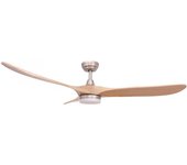 Ventilador de techo silencioso de luz led 15w won big en cuero con aspas de madera clara y mando incluido ø152cm