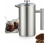 Cafetera de prensa francesa de acero inoxidable de 350 ml, prensa francesa con filtros triples, prensa francesa con función de mantener caliente y pis