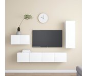 Set de 4 piezas muebles de tv | muebles de salón tv | conjunto salón madera de ingeniería blanco cfw97659