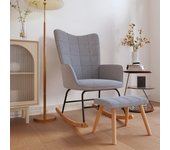 Silla mecedora | sillón balancín relax | sillón de salón con reposapiés tela gris claro cfw816069