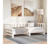 Tumbona con cama nido blanca 90x200 cm de madera maciza de pino