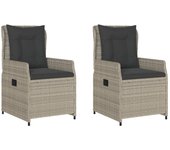 2 uds sillones reclinables de jardín | silla de exterior | sillon ratán sintético gris claro cfw53118