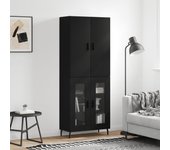 Aparador alto | aparador de comedor | armario de cocina madera contrachapada negro 69,5x34x180 cm cfw90747