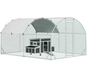 Conjunto de gallinero pawhut madera de abeto, plástico gris oscuro 147x93.5x89.5 cm
