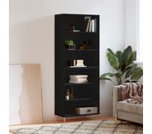 Aparador | aparador de comedor | armario de cocina alto madera de ingeniería negro 69,5x32,5x180 cm cfw72402
