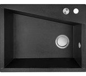 Fregadero de cocina de granito negro grenada, 1 cubeta, 48x60