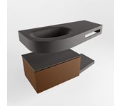 Mondiaz riva 100cm mueble bajo para con lavabo con repisa rust con 1 cajón. con lavabo izquierda 1 orificio dark grey