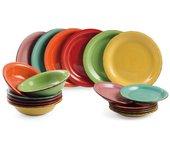 Vajilla de gres pintada a mano multicolor servicio 18 platos 6 cubiertos baita