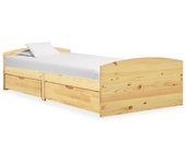 Cama para adultos | estructura de cama con 2 cajones madera maciza pino 90x200 cm cfw162885