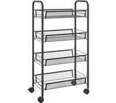 Carrito de cocina，estantería de cocina, carrito de servir 4 niveles hierro negro 46x26x85 cm cfw97370
