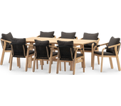 Set comedor jardin 8 plazas mesa madera 200x100 - lamas & zanzibar