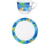 6x tazas de café de melamina azul con platos ml110, h&h