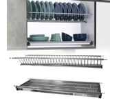 Para módulo 70 cm - escurreplatos empotrable de acero inoxidable con muelles ajustables - kit con colector de goteo y rejilla de cristal