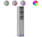 Aparador | aparador de comedor | armario de cocina con led madera ingeniería gris sonoma 36x32,5x200 cm cfw81648