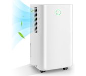 Deshumidificador eléctrico silencioso de 12 l/día con 3 modos, temporizador 24 horas y 2 velocidades del viento, depósito de agua 2 l, blanco