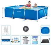 Paquete de piscina - intex - rectángulo - 220x150x60 cm + accesorios a19