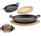 Cazuela para servir tapas bambú hierro forjado (22 x 5,5 x 12 cm)