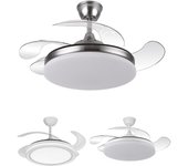 Ventilador de techo led con 4 aspas 3500-4000-6500k temporizador, 6 velocidades, aspas retráctiles | zahara (níquel)