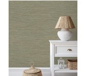 Papel pintado vinílico ecológico con textura de fibras de cáñamo fondo verde - sisay texture 681828 de gaulan - rollo de 10 m x 0,52 m