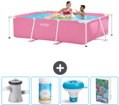 Paquete de piscina - intex - rectángulo - 220x150x60 cm + accesorios cb120