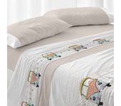 Juego de sábanas burrito blanco diseño 107 , 50% algodón- 50% poliéster ancho de 135 cm en color piedra