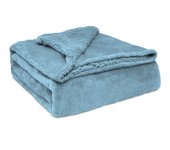 Manta sofá invierno sedalina lisa y borreguito polar sherpa 130x160 cm calentita gruesa suave, briebe, azul petróleo, , -