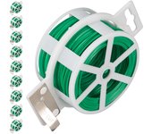 Relaxdays set de diez carretes de alambre, alambre para atar plastificado, bobina con cortador, inoxidable, 50m, verde
