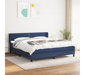 Somier de láminas con colchón azul 180x200 cm tela