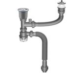 Fregadero de acero inoxidable de doble cubeta con sifón bajo y sistema de drenaje rápido (40cs-06h-007 110 acero inoxidable 201+02f)
