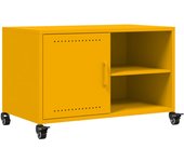 Mueble tv | mueble de salón acero laminado en frío amarillo mostaza 68x39x43,5 cm cfw33605