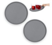 Relaxdays bandejas camarero, juego de 2, antideslizantes, redondas, para bar y restaurante, ø 35 cm, plástico, gris