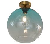 Lámpara de techo art déco de latón con cristal azul - sandra