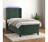 Somier de láminas colchón led verde oscuro 90x190cm terciopelo