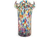 Jarrón veneciano de cristal festoneado de h&h que mide 25 cm