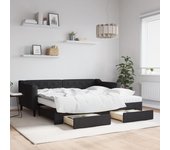 Vidaxl sofá cama nido con cajones tela negro 90x190 cm