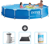 Paquete de piscina - intex - alrededor - 366x366x76 cm + accesorios cb80