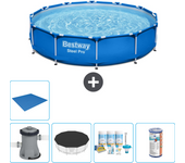 Paquete de piscina - bestway - alrededor - 366x366x76 cm + accesorios cb11