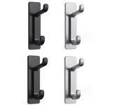 Negro y gris, gancho de pared adhesivo de 4 piezas, toallero de baño, colgador de paños de cocina, perchero adhesivo, accesorio de pared sin
