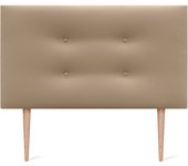 Dhome cabecero de polipiel premium pro con 2 hileras de botones y patas cabezal tapizado cama lujo (marrón claro, 105cm)